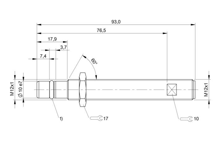 High Pressure Proximity Sensor 500bar L=93mm With M12 Connector